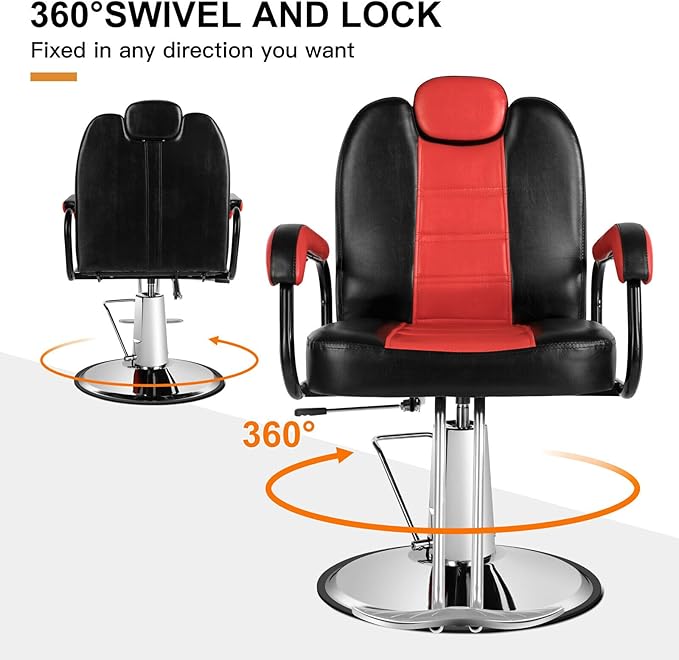 Artist hand Salon Chair for Hair Stylist Reclining Barber Chair Heavy Duty Hydraulic Hairdresser Chair Spa Furniture Shampoo Extra Wider Seat Beauty Hair Salon Equipment