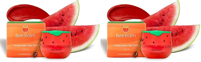 Original My Bee Balm Lip Balm - Watermelon Hydrating Balm Honey Pot for Dry, Chapped & Cracked Lips with Propolis, Honey & Vitamin E - Soften, Smooth & Reduce Lip Lines (Pack of 2)