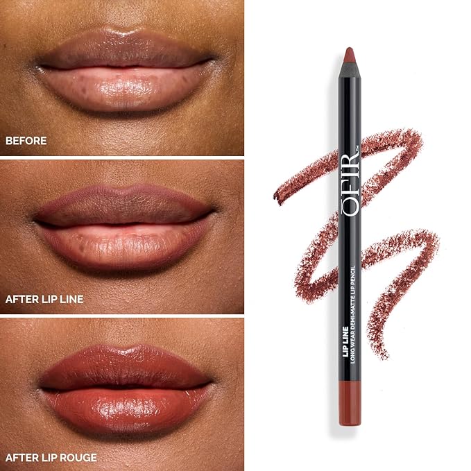 OFIR Longwear Demi-Matte Lip Pencil | Smudge-Proof, Easy Glide, Hydrating, Long-Lasting Color | All That - Deep Brown Lip Liner Pencil | 0.042 OZ