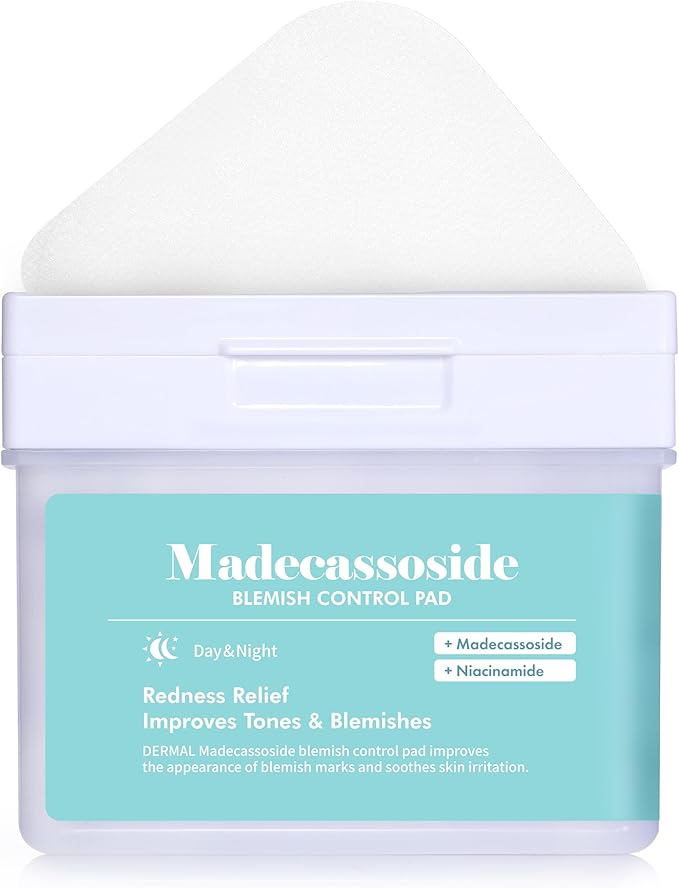 DERMAL Madecassoside Blemish Control Pad - Korean Toner Pad for Blemish & Tone Improvement with Centella Asiatica - Vegan Gauze Tencel Square Pads - High Capacity, 120 Sheets