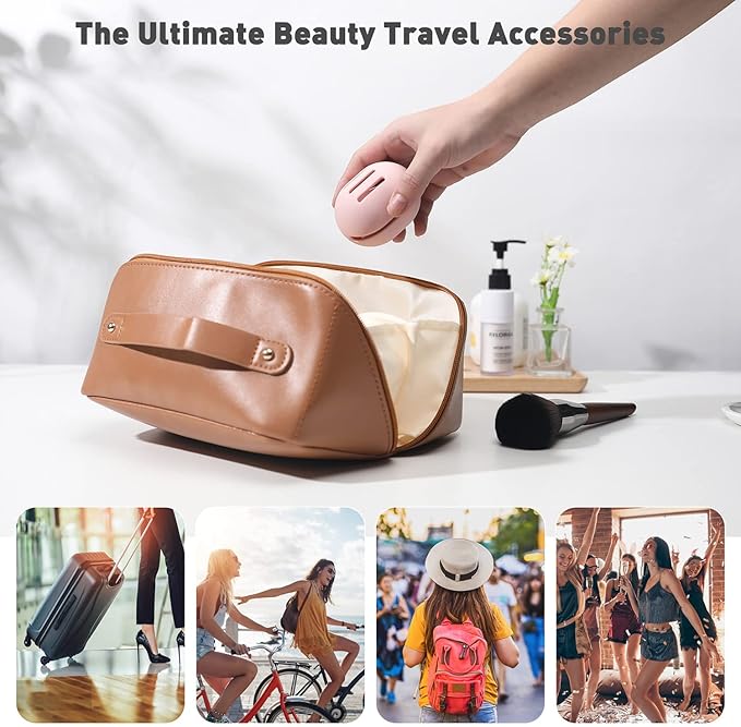 BEZOX Makeup Blender with Holder, Non-Latex Beauty Sponge with Case of Premium Silicone for Blending Liquid Foundations Cosmetics, Travel Sponge Holders, Soft and Skin-Friendly - Pink