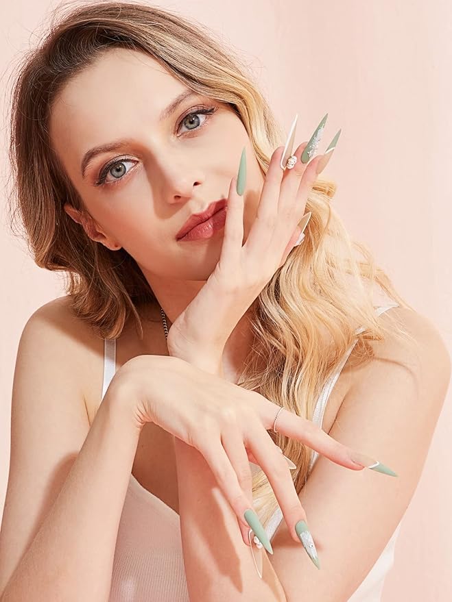 Clear Long Stiletto Nail Tips, 504PCS XXXL Extra Long Stiletto Fake Acrylic Nails, Full Cover Soft Gel C Curve Nail Tips False Nail Extension Tips for Manicure Salon DIY Nail Art 12 Sizes