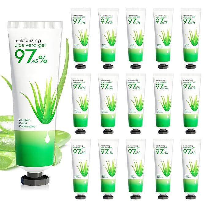 16PCS Mini Aloe Vera Gel for Face & Body, Lightweight Moisturizing Travel Size Aloe Vera Lotion Bulk Skincare, Hydrating Long Lasting Refreshing Daily Moisturizer for All Skin Types