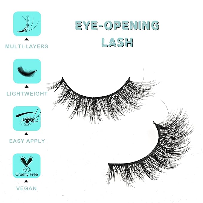 Lashes False Eyelashes Cat Eye Lashes Wispy Fake Mink Lashes Natural Lash 10 Pairs Fake Eyelash Fluffy Lashes Strips Eye Lashes Pack Short Cateye Lashes (Flare Cateye | 7-14mm)