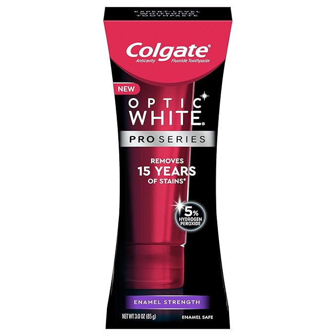 Colgate Optic White Pro Series Whitening Toothpaste with 5% Hydrogen Peroxide, Enamel Strength, 3 oz Tube
