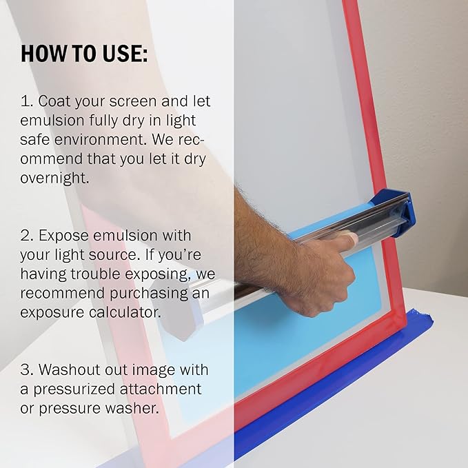 Ecotex® DC Blue Screen Printing Emulsion (Pint - 16oz.) Diazo Required Photo Emulsion for Silk Screens and Fabric- for Screen Printing Plastisol Ink and Water Based Ink, Screen Printing Supplies