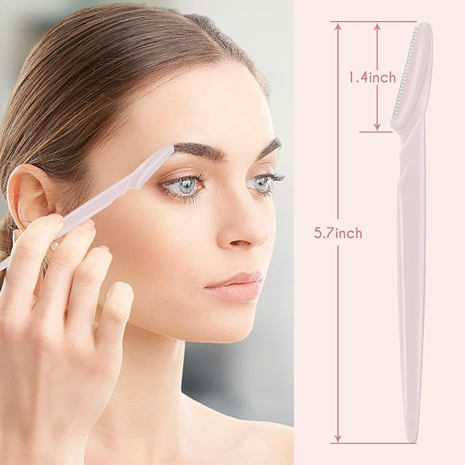 16 Pcs Light Pink Eyebrow Razor, Face Razors Multipurpose, Facial Razors for Women Men, Eyebrow Trimmers Shaver with Protective Cover, Dermaplaning Tools for Face Body Use, Facial Hair Removal Tools
