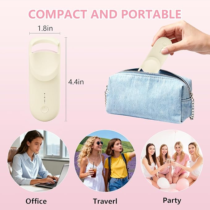 Heated Eyelash Curler, Electric Eyelash Curler with 2-Temp Modes & Type-C Charging, 8s Fast Heat 3s Style 24H Lift for Long-Lasting Natural Effortless Curls, Mini Heated Lash Curler for Women(Beige)