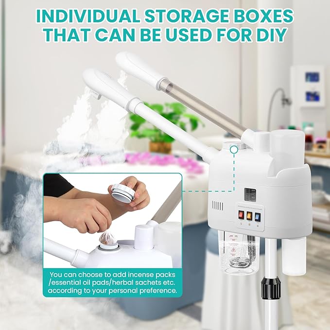 face steamer for hot and cold, Face Steamer with More Steam, Adjustable Height for Face Steamer Suitable for Personal Home and Professional Personal Care Places, Moisturizing or Hydrating.