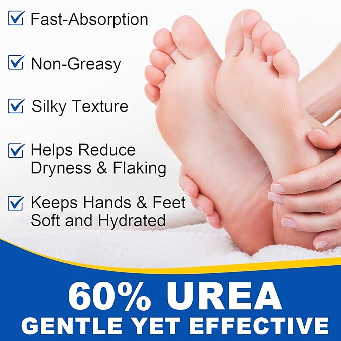 60% Urea Foot Cream for Cracked Heels, Maximum Strength 2% Salicylic Acid, Fast Absorbing, Intensive Moisturizing Foot Repair for Dry, Rough Skin & Callus Remover for Feet, 2 Sticks