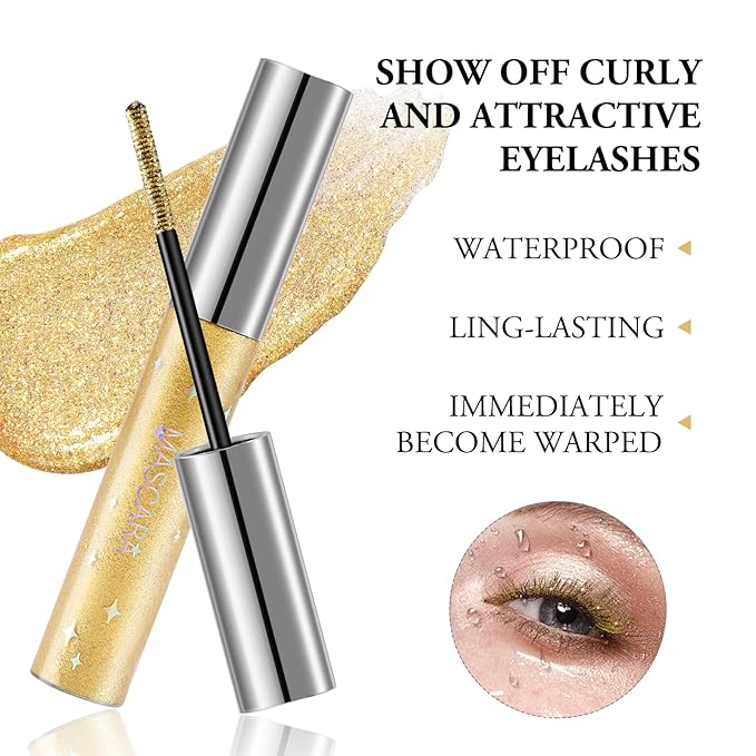 Colored Fiber Mascara, Waterproof Long Lasting Eyelash Mascara, Glitter Eyeshadow And Brow, Volume And Length, Sparkle Eye Makeup