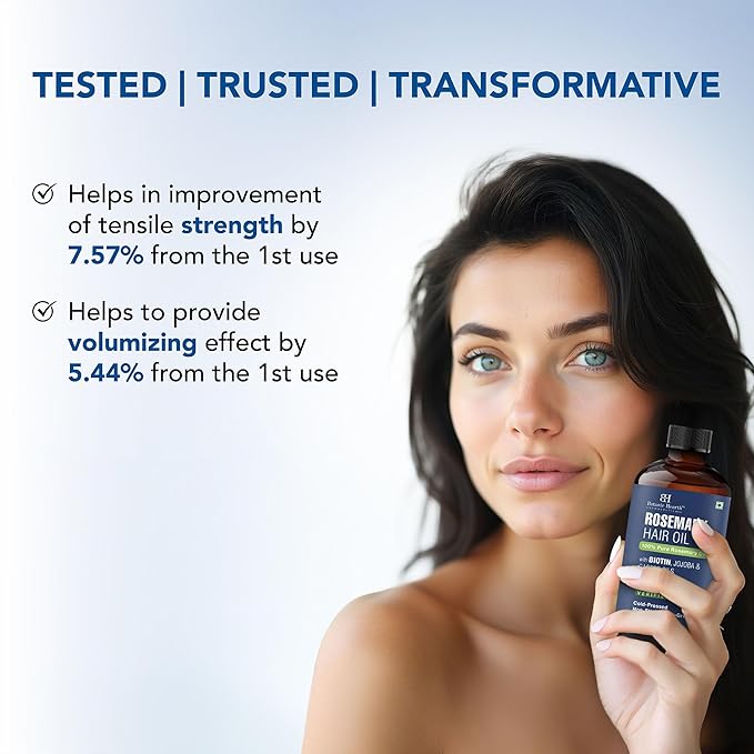 Botanic Hearth 100% Pure Rosemary Oil For Hair Growth | Infused with Biotin, Jojoba & Castor Oil | Hair Oil Repairs Dry Damaged Hair, Strengthening, Healthier - Hair Tonic, 2fl oz