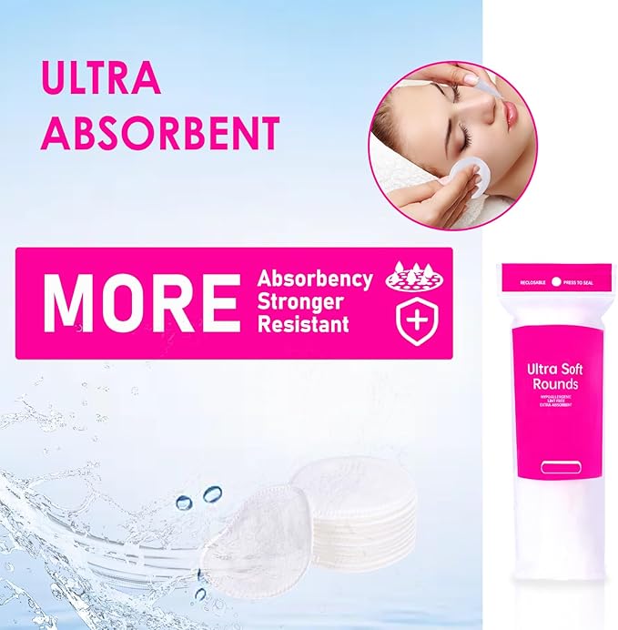 2000 PCS Ultra Soft Cotton Rounds, White, Double-Layered, Hypoallergenic, Lint-Free, 20 Pack with 100 Count Each, Premium Facial Cleansing Pads for Makeup Removal