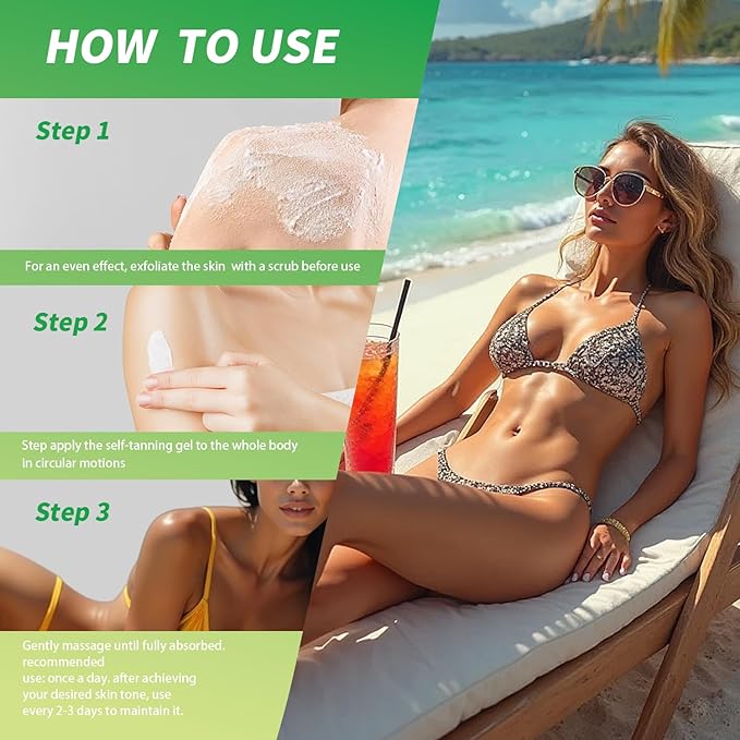 Intensive Tanning Gel, Browning Tan Accelerator Cream, Outdoor Indoor Sun Tanning Oil Lotion with Carrot, Fast Deep Bronzer & Long-Lasting Glow, 3.5 Fl Oz, Tropical Coconut Scent