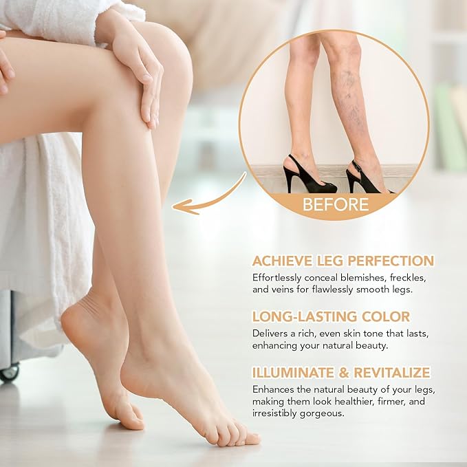 Leg Makeup Waterproof No Transfer,Flawless Looking Leg and Body Scar Cover up Makeup, Easy Application for All Skin Tones. (1# Fairest Glow)