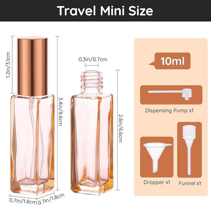 Segbeauty Portable Mini Perfume Atomizer Bottle, 5pcs Empty Refillable Cologne Spray Bottles, 10ML Small Travel Glass Perfume Bottle Fine Mist Sprayer Scent Pump Case for Cologne Fragrance