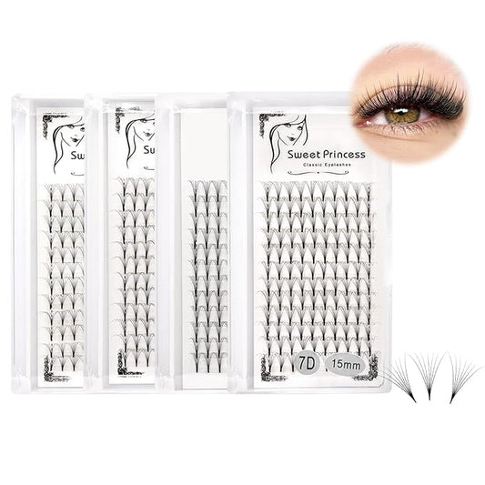 12rows 120pcs 10D Premade Volume Fans Eye Lashes Extensions Thickness 0.07mm D Curl Black Soft Individual False Eyelashes Makeup Fake Lashes Cluster 8-18mm to Choose (7D-4pack-12-13-14-15mm)