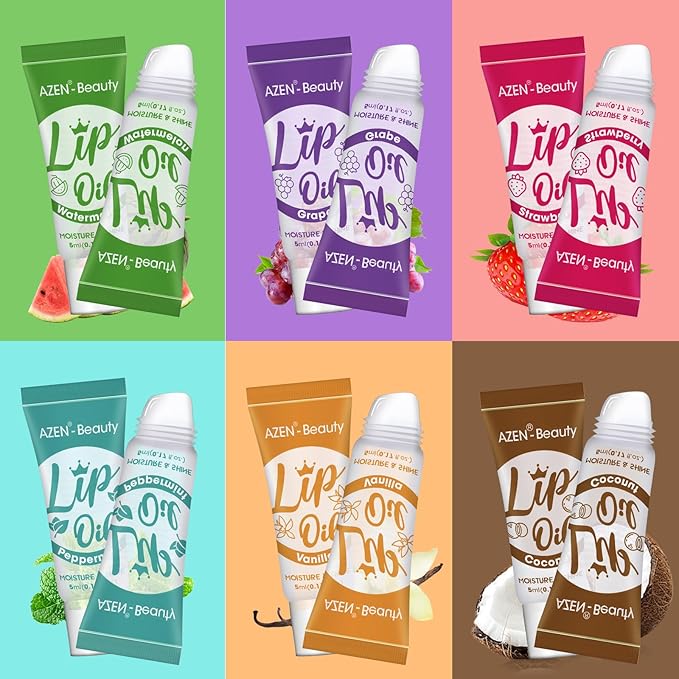 AZEN 60 Pack Lip Gloss Set, Clear Lip Gloss Bulk, Lip Oil for Dry Cracked Lips Moisturizing Hydrating Nourishing with Vitamin E