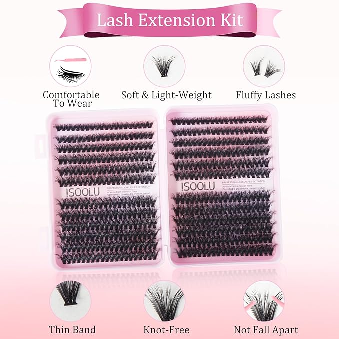 Fairy Lash Clusters Manga Individual Lashes C Curl Wispy Eyelash Clusters WideSpan Eyelash Extension Kit with Lash Bond and Seal Wet-Look Spiky Cluster Lashes (50D 9-16mm D 0.07)