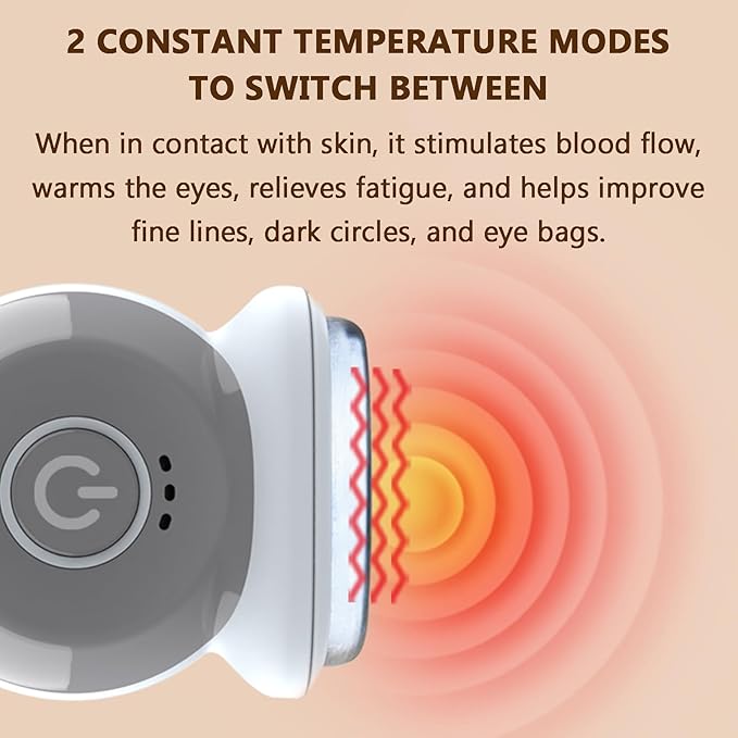 Eye Lift Wand, Eye Massager with Heat and Vibration for Dark Circles, Puffiness, Fine Lines/Wrinkle, Crow's Feet and Bags Under Eyes (Gray)