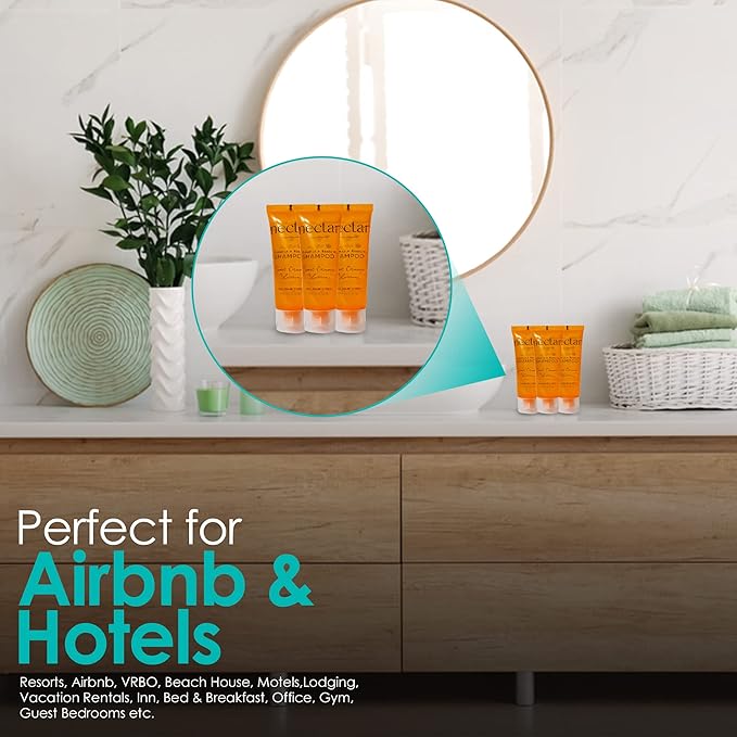 World Amenities Nectar Bulk Shampoo | 300 Count, 1 oz | Sweet Orange Blossom, Mini Travel Size Toiletries (100% Recyclable Tube with Flip Top Cap), Airbnb Rentals, Suitable for All Hair Types