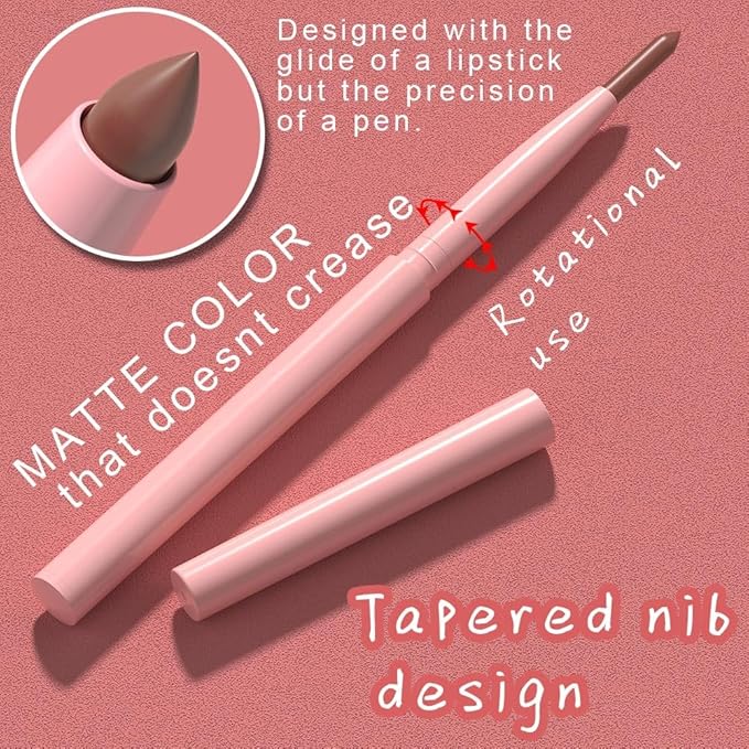 Kaely Matte Velvet Lip Liner Pencils Retractable for Shaping & Sculpting Lips, Brown Lip Pencils for Women Long Lasting Waterproof Rich Lip Colors Liner Crayon Lipstick delineador de labios 05