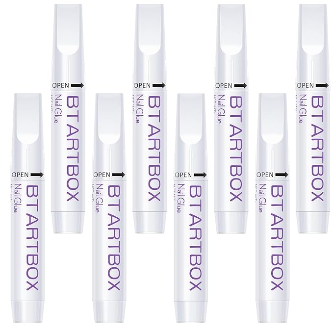 Nail Glue for Acrylic Nails - Nail Glue for Press On Nails, 8 Pcs BTArtbox Adhesive Super Bond for Fake Nails Tips Long Lasting, 0.07 oz