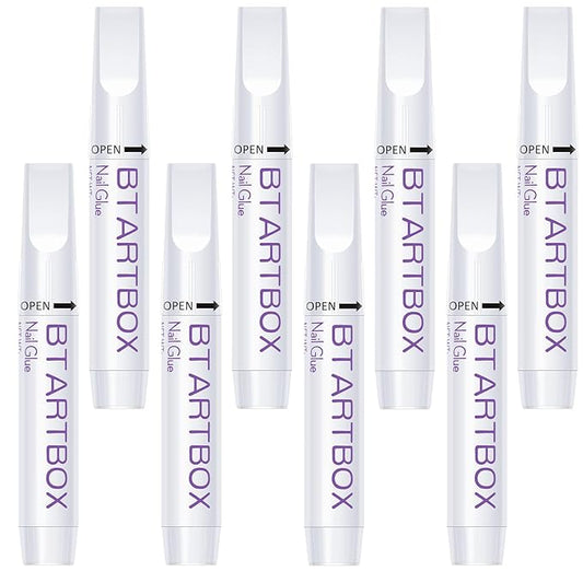 Nail Glue for Acrylic Nails - Nail Glue for Press On Nails, 8 Pcs BTArtbox Adhesive Super Bond for Fake Nails Tips Long Lasting, 0.07 oz