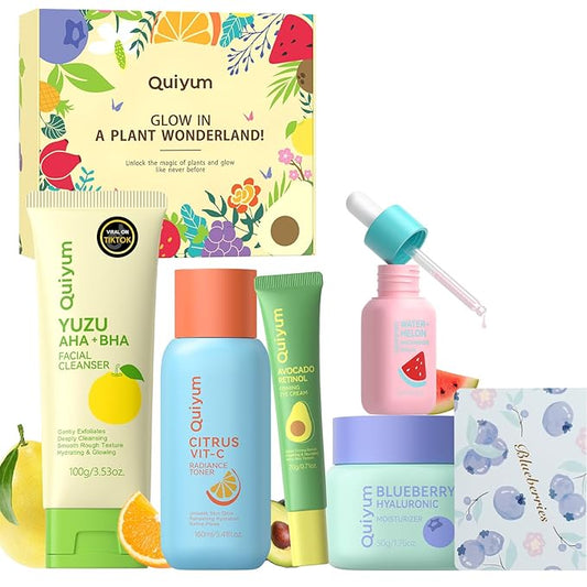 Fruit Skin Care Set, 5 Daily Routine Beauty Skin Care for Teens Girls - Gentle Skincare Gift Sets, Facial Care Set for Women,Travel Sets