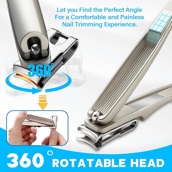 2025 Upgrade Toenail Clippers Set for Seniors – 8-in-1 Heavy Duty Long Handle Nail Clippers for Thick & Ingrown Toenails, Professional Manicure Pedicure Kit for Men & Women