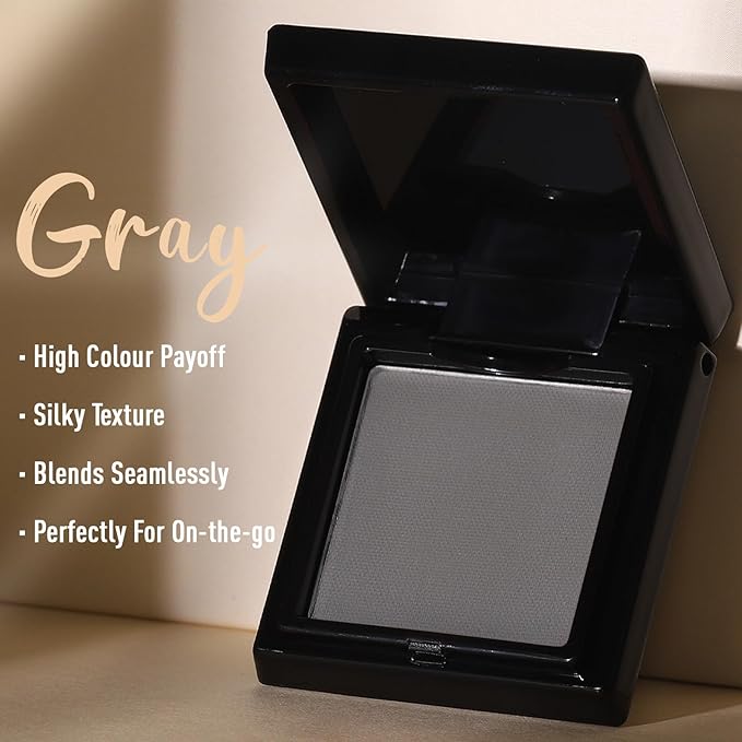 UCANBE Gray Single Eyeshadow Palette, Highly Pigmented Matte Eye Shadow Powder, Professional Long-Lasting Waterproof Makeup Palette