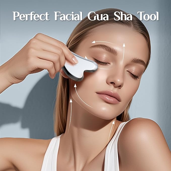 Rena Chris Terahertz Gua Sha Facial Tools, Large Guasha Tool for Puffiness Reducing, Jawline Sculpting – Stone Gua Sha for Double Chin, Smile Lines, Facial Puffiness & Pain Relief, Skin Care Massager