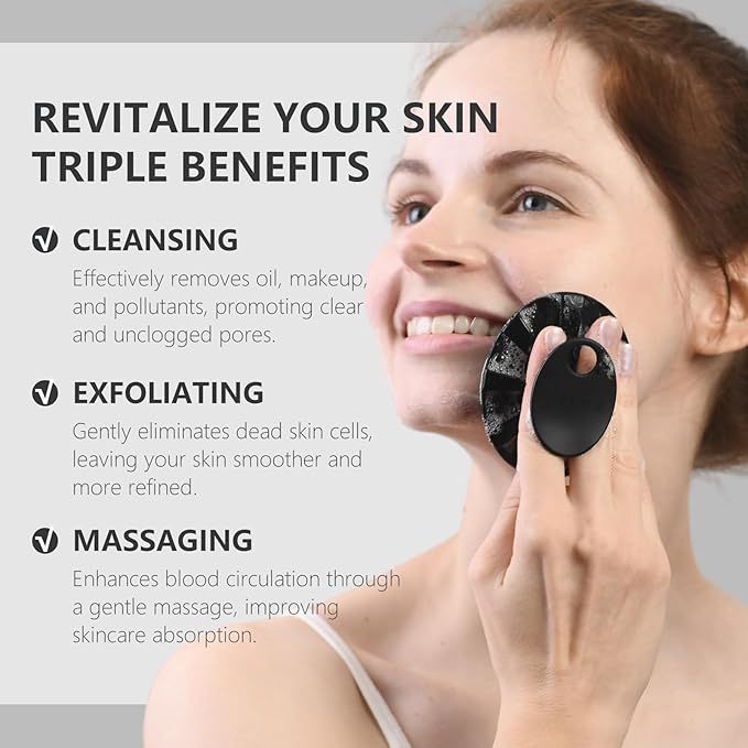 Silicone Face Scrubber 2 Pack, Manual Facial Cleansing Brush, Gentle Face Exfoliator for Sensitive Skin, Skin Care Exfoliating Face Brush for Men and Women, Black+Starlight