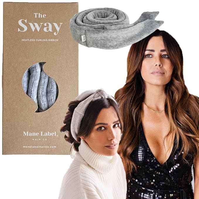 Heatless Hair Curling Ribbon Wrap: The Sway Original Heatless Curling Ribbons | Luxe Velour | Mane Label Hair Co. (Fog)