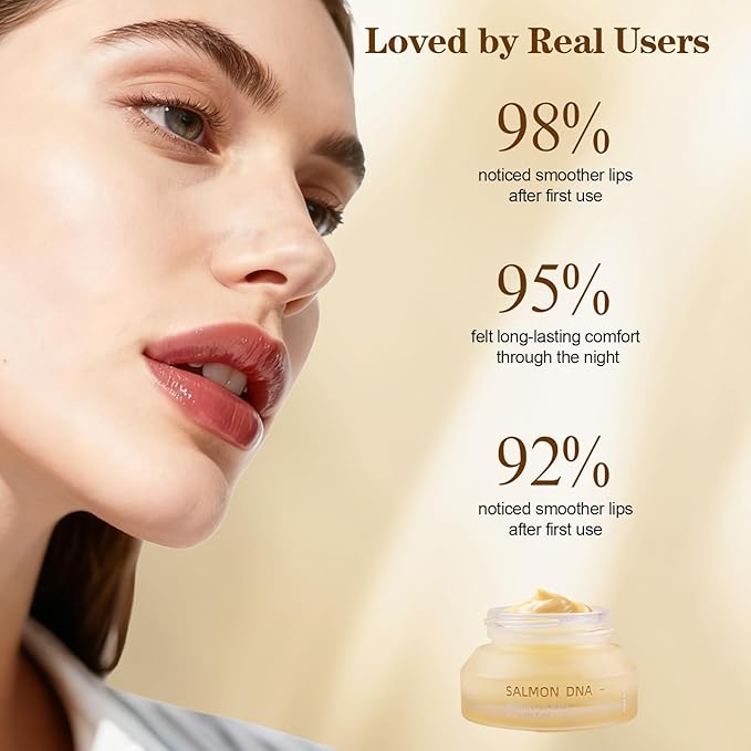 PDRN Lip Sleeping Mask Glow Balm with Salmon PDRN & Collagen - Deep Hydration, Non-Sticky Overnight + Daily Lip Care, Moisture Lock for Dry, Chapped Lips, Korean Skincare with Salmon DNA