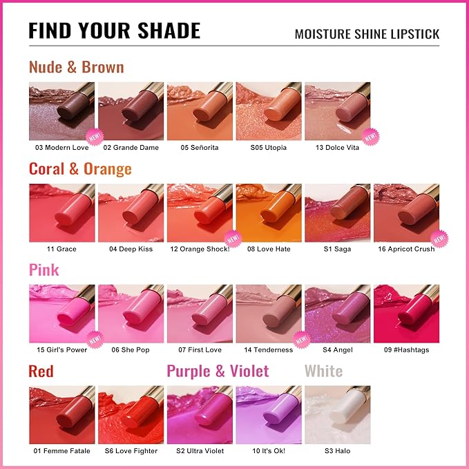 Oulac Moisturizing Shine Lipstick For Women Christmas Set 2PCS, 2 in 1 Tinted Lip Balm for Winter, Hydrated Juicy and Glossy Lip Color for Dry, Cracked and Chapped Lips, Vegan [S03+S05]