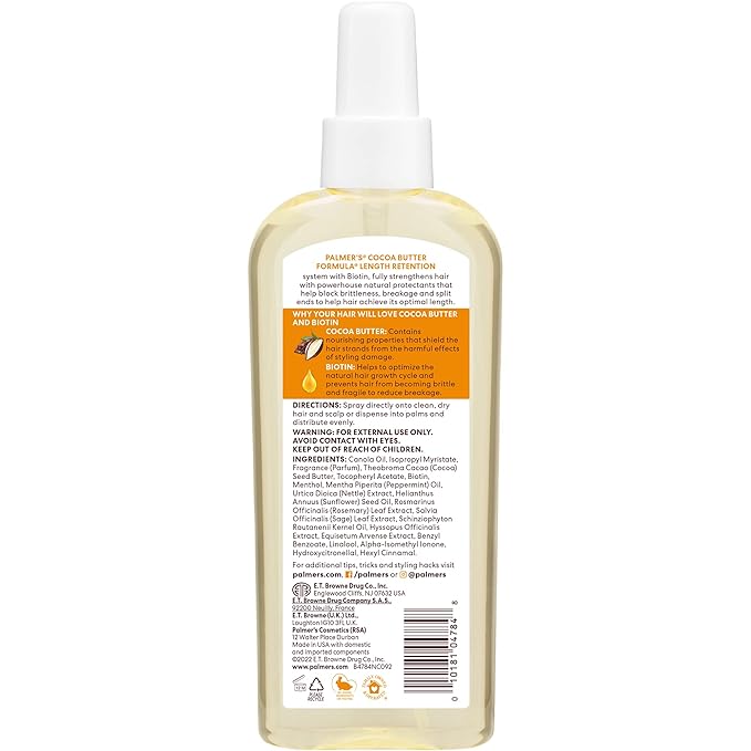 Palmer's Cocoa Butter & Biotin Length Retention Hair and Scalp Oil, 5.1 Ounce (Pack of 2)