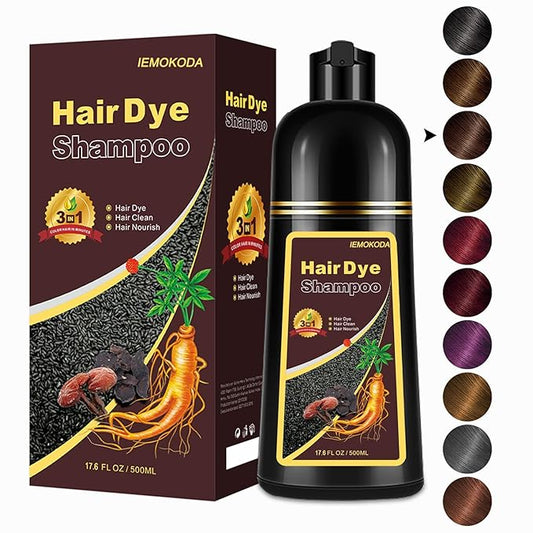 Fvquhvo Natural Instant 3 in 1 Hair Color Dye Shampoo for Gray Hair - Men & Women, Long Lasting Dark Brown