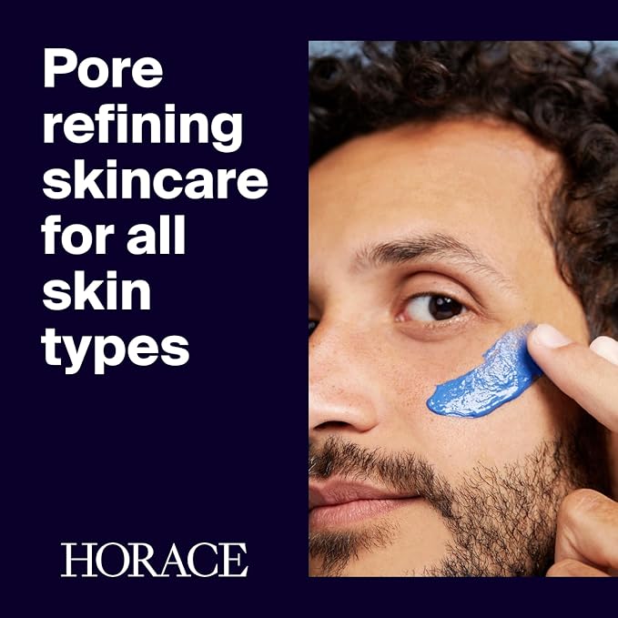 HORACE Purifying Face Mask for Men - Facial Deep Cleanse with Kaolin Clay and Blue Everlasting Flower - Pore Refining Skincare for All Skin Types - Unscented, 2.45 fl.oz