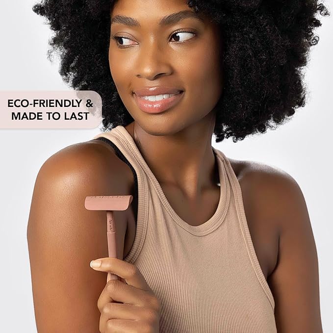 Kitsch Double Edge Safety Razors for Women and Men, Long Metal Handle and Stainless Steel Single Blade Razor with 5 Double Edge Refills, for Shaving and Travel Essentials - Terracotta