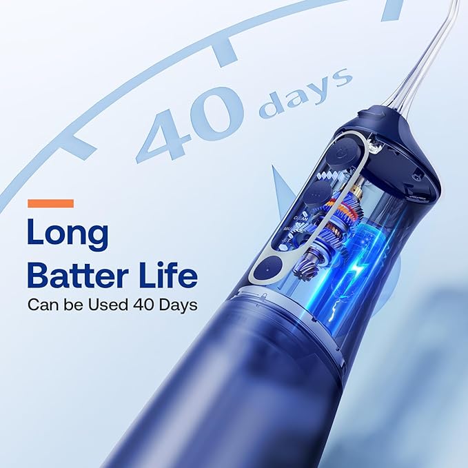 Bitvae C6 Cordless Water Flosser for Teeth Cleaning Picks, Portable Water Dental Flosser for Travel with 6 Jet Tips, IPX7 Waterproof USB Rechargeable Oral Irrigator Cleaner, Midnight Blue