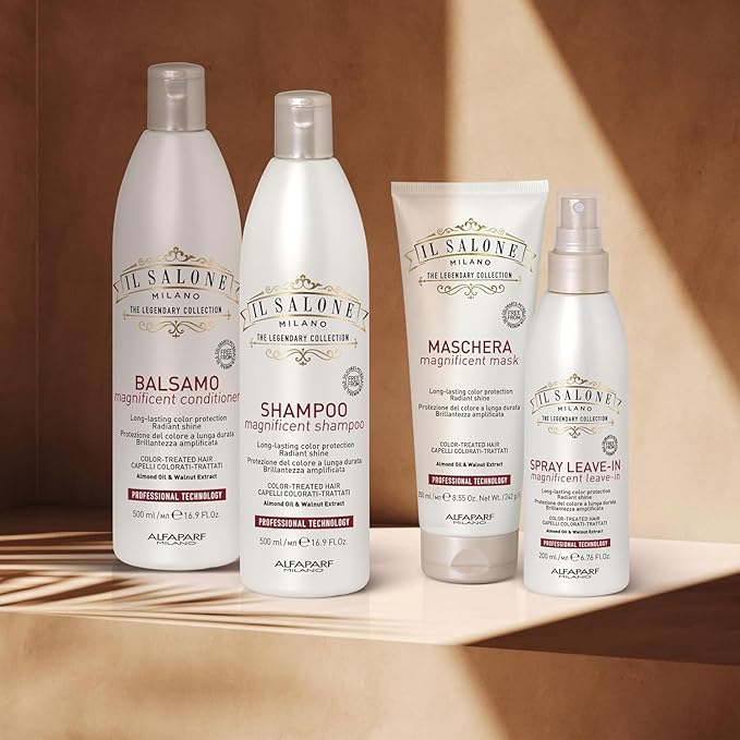 Il Salone Milano Professional Magnificent Shampoo - Color Safe Shampoo for Processed and Color Treated Hair - Enriched with Almond Oil for Radiant Shine - Salon-Quality Hair Care (16.9 oz / 500 ml)