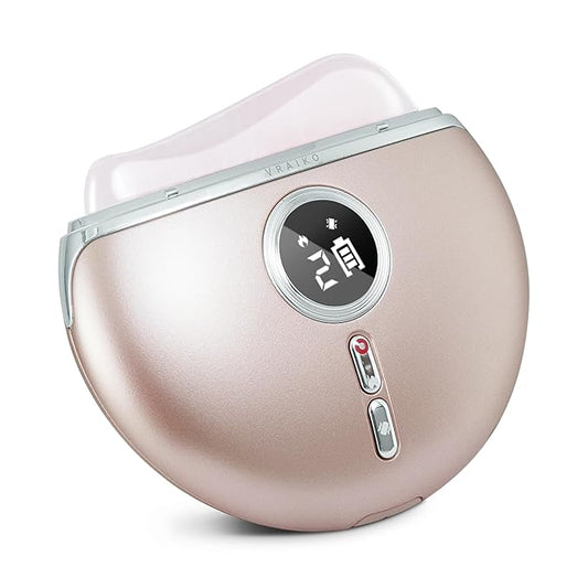 VRAIKO AlpenGlow Electric Gua Sha Device, Rose Quartz Gua Sha Facial Tools with Heat and Vibration, Gua Sha Face Massager for Lymphatic Drainage, Lift, Puffiness, Rejuvenation Natural Glow (Rose Gold)