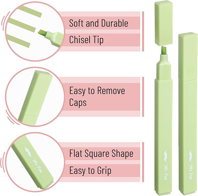 Mr. Pen- Aesthetic Highlighters, 8 Pack, Chisel Tip, Shades of Green, Cute Highlighters Assorted Colors, Back to School Supplies