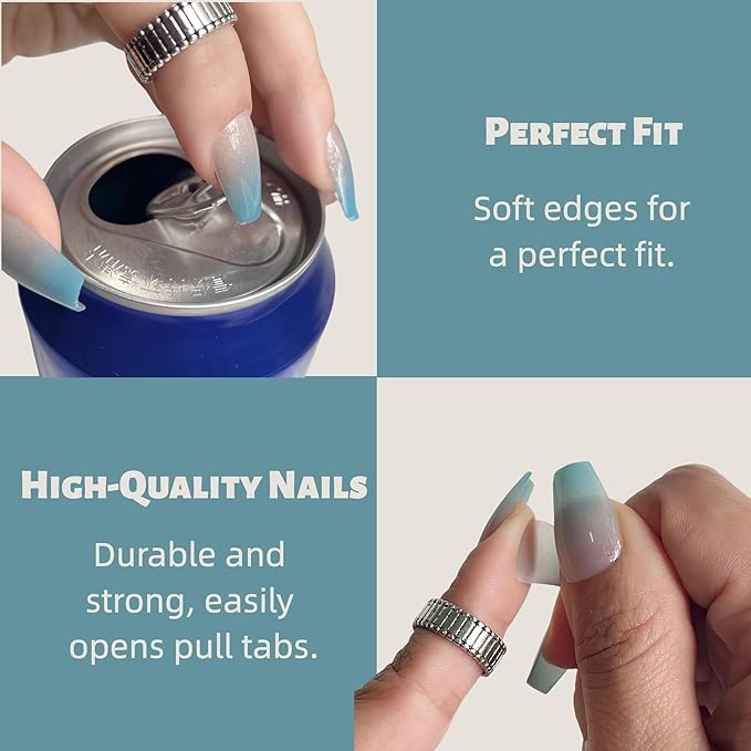 Mint Green Cat Eye Press On Nails - 30PCS Medium Coffin Nails, 9 Sizes for Smaller Nail Beds, Soft Back, Strong Tip, Universal Fit for Spring and Summer