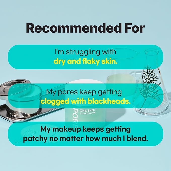 One Shot Pore Clear Pad, Clinically Proven Pore Care Toner Pad, Pore Fraxional Complex, Sebum Control & Exfoliation, pH 5.0 Hypoallergenic, 4.9 fl.oz (60 pads)