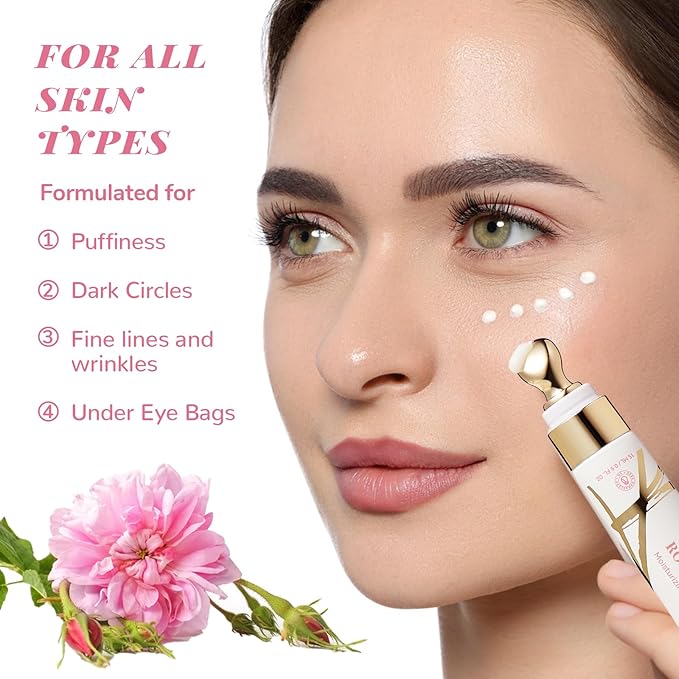 ANAI RUI Rose Caffeine Eye Cream for Dark Circles, Under Eye Serum for Puffiness Bags, Anti-Aging Eye Cream with Retinol, Collagen, Hydrating, Firming, Reduce Wrinkles and Fine Lines Daily 0.5 FL OZ