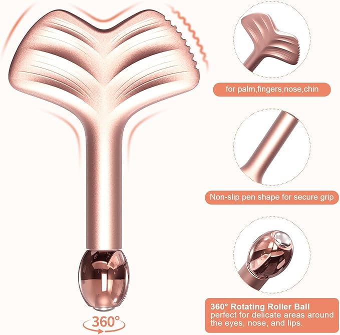 Stainless Steel Gua Sha & Face Rollers - Metal Roller for Eyes & Neck, Anti-Aging Facial Massage Tools, Gua Sha Facial Tool Kit (Leaf Shape)