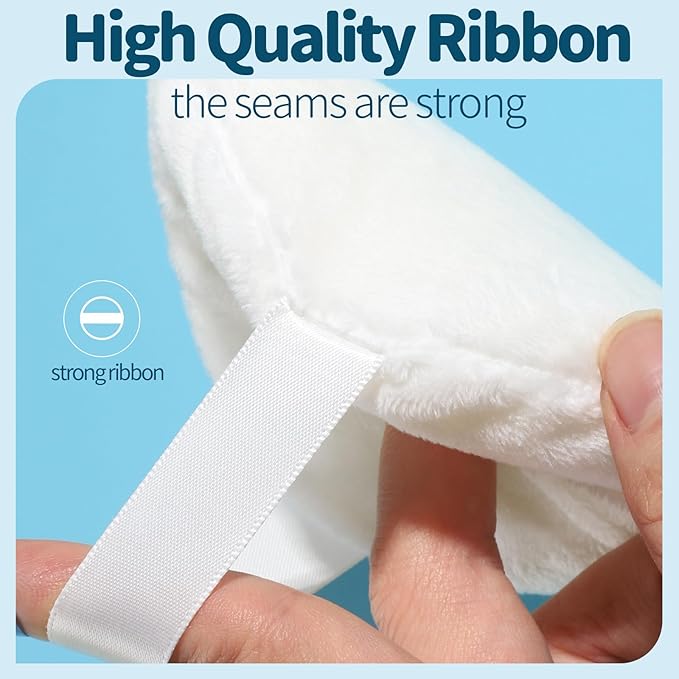 Teenitor 2pcs Powder Puff, 4.13 Inch Powder Puff for Body Powder, Body Powder Puff Large Powder Puff Loose Powder Puffs Soft Velour Body Powder Puff and Container White