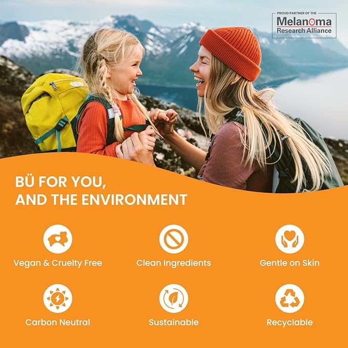 BU SPF 50 Fragrance Free Kids Sunscreen Spray for Face and Body, TSA Travel Size Sunscreen, Clear Non Aeorsol Spray, Non Greasy, Water Resistant and Oil Free, 3.3 oz and 1 oz (2-Piece Bundle)